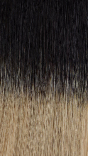 Espresso to Platinum #6/11.1 Rooted hair extension swatch