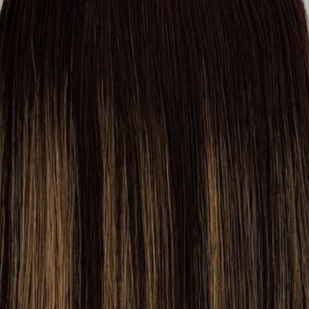 Volume Weft Pecan Melt #5/10 Bronde — Level 5 (Light Brown) to Level 10 (Lightest Blonde). A brown-to-blonde bronde blend.