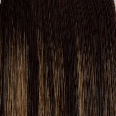 Volume Weft Pecan Melt #5/10 Bronde — Level 5 (Light Brown) to Level 10 (Lightest Blonde). A brown-to-blonde bronde blend.
