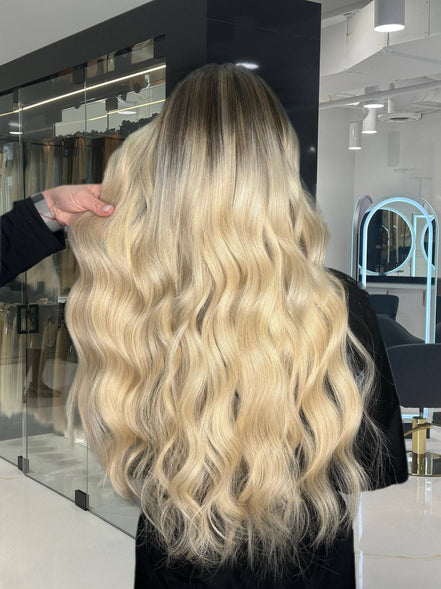 Tape-In Dark Blonde Melt #6/11 Rooted — close-up detail