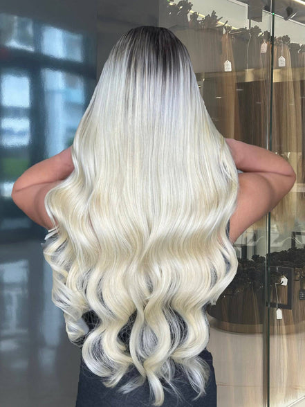 Bulk White Blonde #4/12 Rooted hair extensions - rooted shade by Conde Professional - view 4